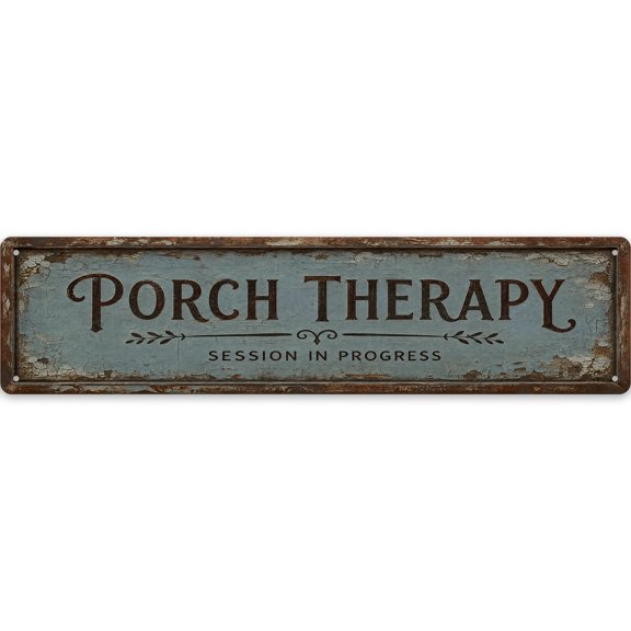 Porch Therapy Metal metal sign 16X4 Inch - Rustic Wall Decor