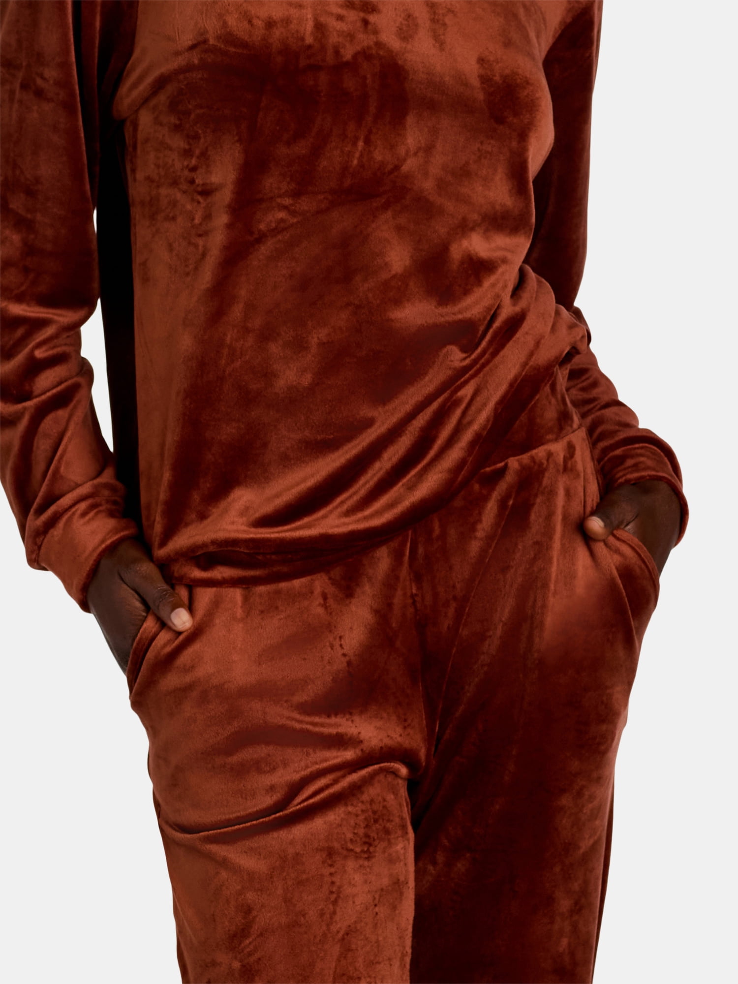 Time and Tru Women's Velour Sweatshirt and Jogger Pants Set, 2-Piece, Sizes XS-XXXL
