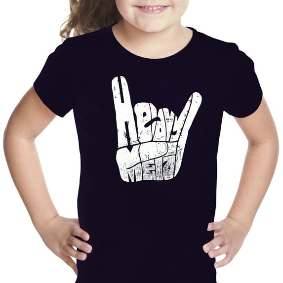 LA Pop Art Girl's Word Art T-shirt - Heavy Metal