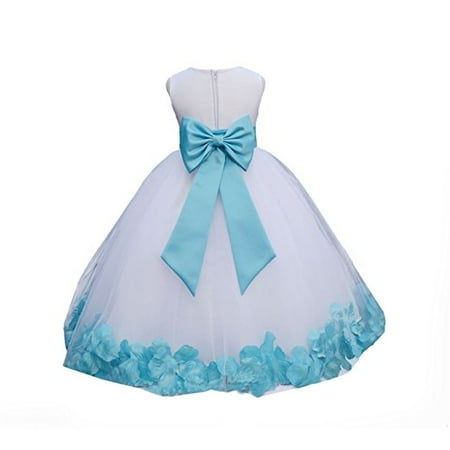 Ekidsbridal White Tulle Rose Petals Flower Girl Dresses Junior Bridesmaid Communion Christening Baptism Father Daughter Dance Recital Gown 302T 8