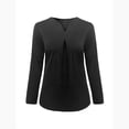 thumbnail image 3 of Cuello en V, tops plisados, camisas largas lisas, manga larga, 3 of 5