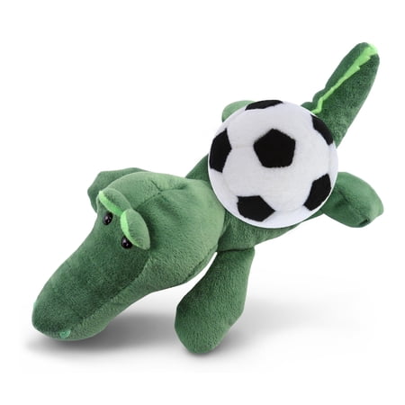 DolliBu Alligator Stuffed Animal with Soccer Ball Plush - Soft Huggable Alligator Adorable Playtime Plush Toy Cute Wildlife Gift Super Soft Plush Doll Animal Toy for Kids and Adults - 6 Inches