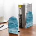 thumbnail image 5 of Zufioo Teal Turquoise Fluid Stripes Print Wooden Bookends, Metal Bookshelf Non-slip Bookends, Home Furnishings Suitable for Bookcases Offices, 5 of 8