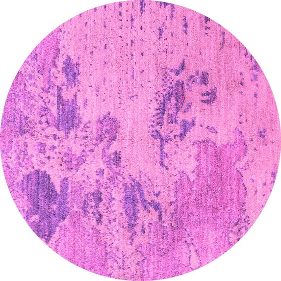 Ahgly Company Indoor Round Abstract Pink Modern Area Rugs, 8' Round