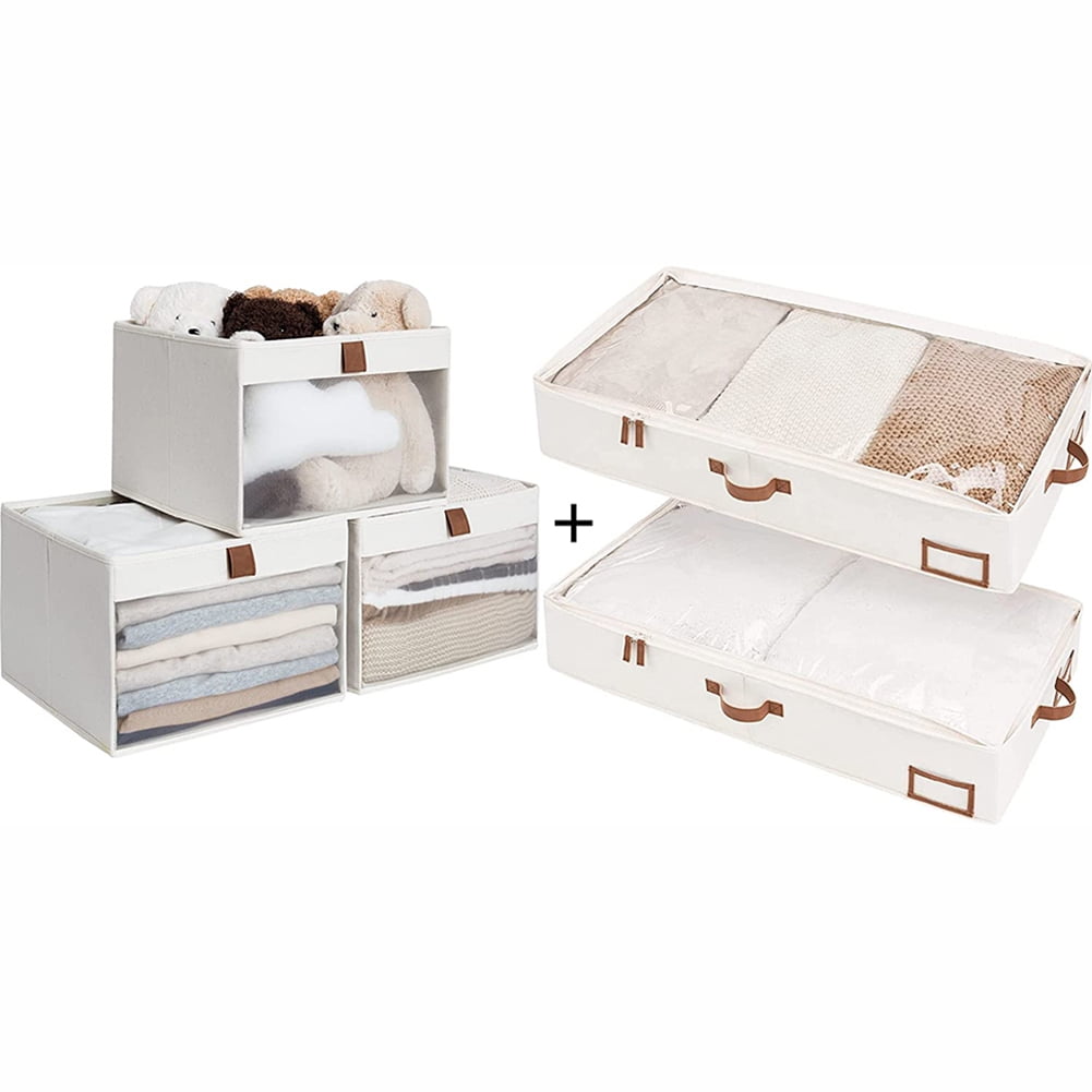 Transparent Window Wardrobe Storage Cubes 3 Pack, Under Bed Storage Box