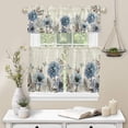 thumbnail image 6 of Kitchen Curtains and Valances Set, Flower Butterfly Dragonfly Vintage Blue Floral Spring Summer Short Rod Pocket 3 Pieces Window Curtain Set for Bedroom, Bathroom, 24 Inch Long, 6 of 6