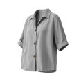 thumbnail image 4 of Sheghy Womens Tops Oversized Urban Solid Cotton Linen Lapel Button Curved Hem 3/4 Sleeve Outer Shirt Gray XXXL, 4 of 7