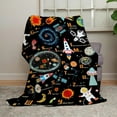 thumbnail image 4 of Kids Outer Space Alphabet Educational Throw Blanket, ABC Learning Astronaut Planet Flannel Fleece Bed Blankets, Galaxy Solar System Soft Lightweight Boy Girl Bedding 50 x 60 Space Lover Gift, 4 of 6