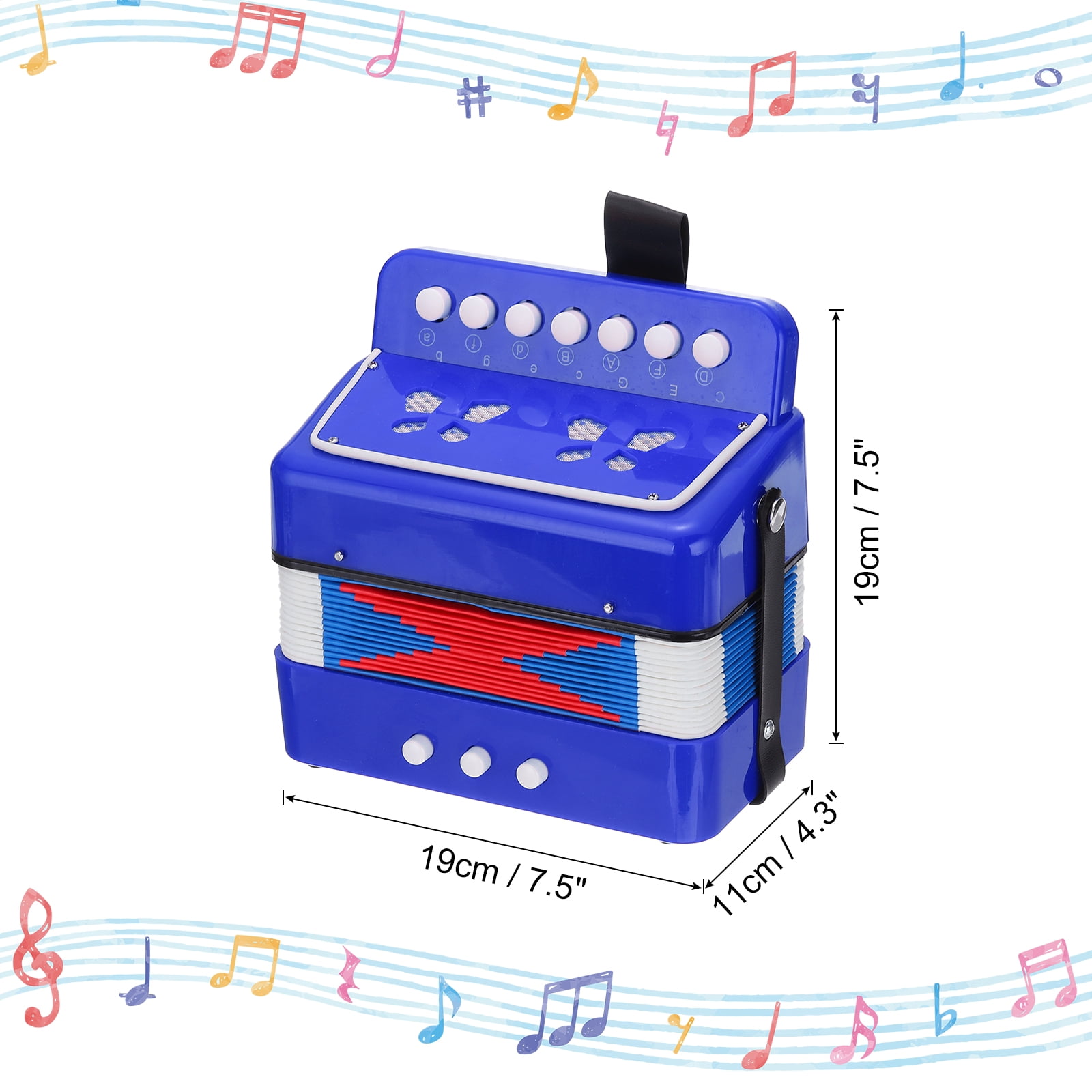 Uxcell Accordion 10 Keys Button Accordion Mini Musical Instrument Gifts, Navy Blue