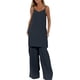thumbnail image 1 of Conjunto de Pantalones Cortos de Verano con Cuello en V, Blusa sin Mangas Y Pantalones de Bolsillo Sueltos, Traje Casual de 2 Piezas para Mujeres, Conjunto de Mezcla de Algodón de Lavado a Mano, 1 of 9