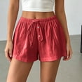 thumbnail image 5 of Hurxie Women's Wide Leg Shorts Drawstring Elastic Waist Vacation Casual Shorts Red,2XL, 5 of 6