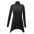 thumbnail image 2 of MBJ WT994 Womens Turtleneck Sweater Tunic with Shark Hem S BLACK, 2 of 3