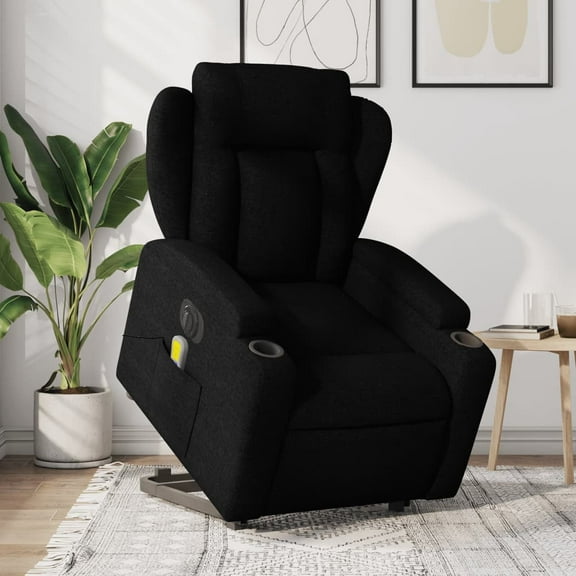 vidaXL Electric Stand up Massage Recliner Chair Black Fabric