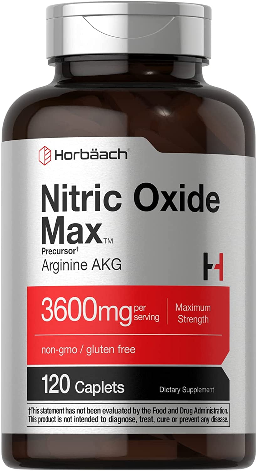 Nitric Oxide Max 3600mg 120 Caplets Pre Workout by Horbaach