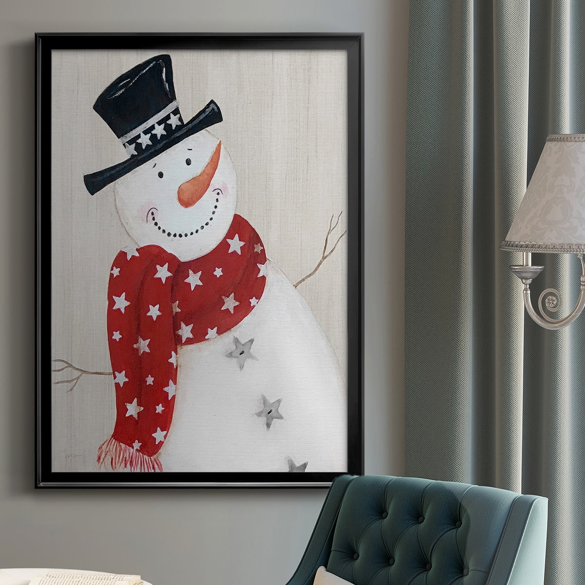 Festive Snowman I Premium Classic Framed Print - Ready to Hang