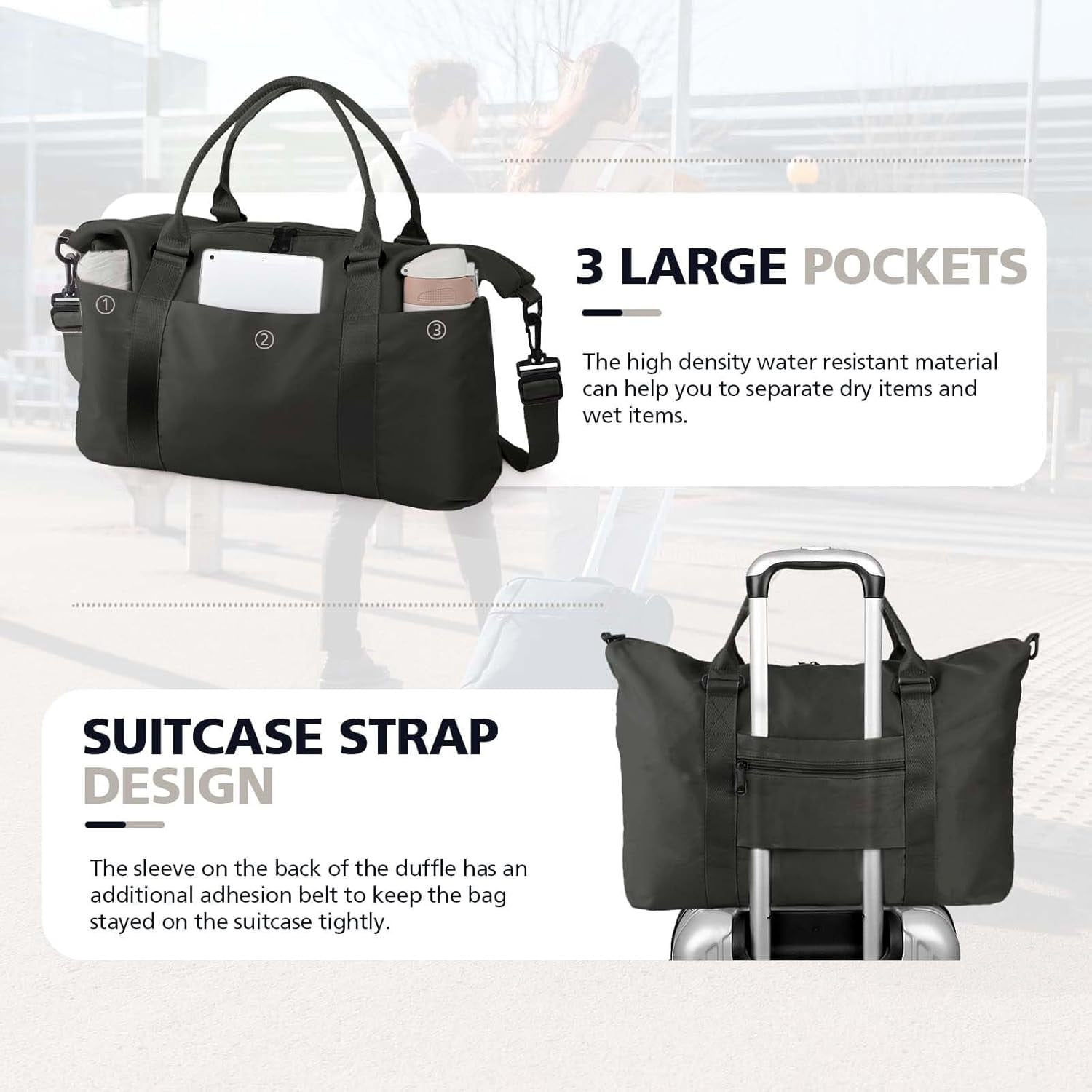 Kwuty TOPBAG Travel Duffle Bag, Waterproof Weekender Carry On Tote Bags for Women, Sport Gym Bag for Men, Hospital Bag for Labor and Delivery, Overnight Luggage Bag with Trolley Sleeve Coral Pink