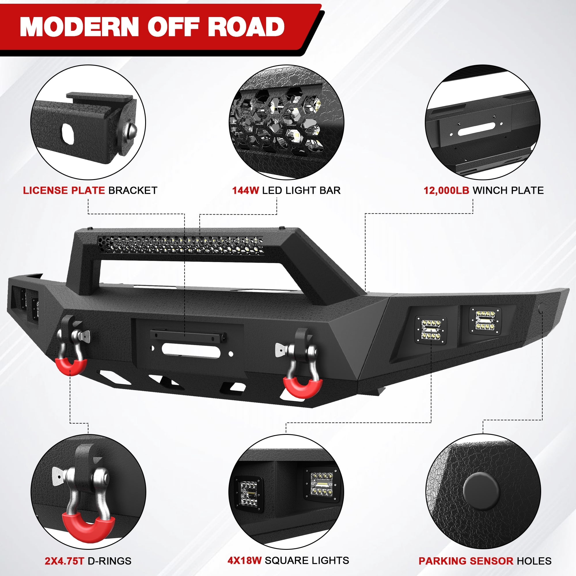 POFENZE Tundra Front Bumper Full Width for 2014-2021 Tundra Pickup