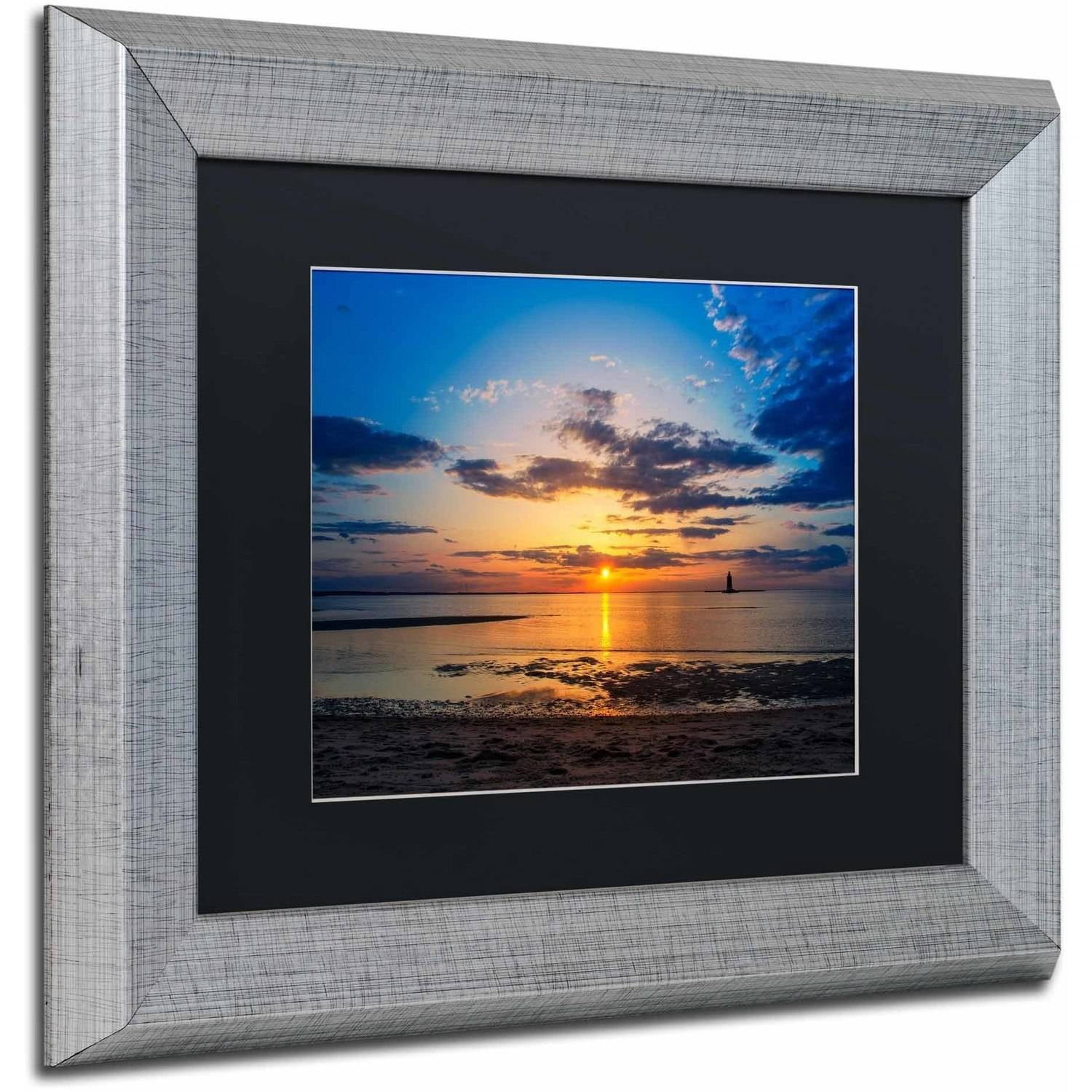 Trademark Fine Art 'Sunset Breakwater Lighthouse' Canvas Art by PIPA Fine Art, Black Matte, Silver Frame