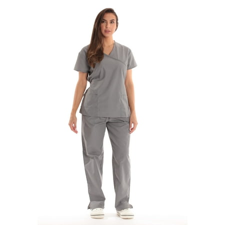 

Just Love Women s Scrub Sets Medical Scrubs (Tie Back) (X-Large Light Grey)