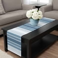 thumbnail image 4 of Blue Ombre Stripe Table Runner 90 Inches Long, Farmhouse Simple Striped Kitchen Coffee Dining Table Decoration for Home Party Birthday Wedding Home Decor 13x90 Inches, 4 of 8