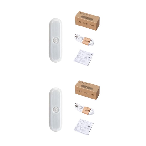 Toystoory Barra de luz Lámpara de gabinete recargable Extraíble Adhesivo Batería alimentada Iluminación nocturna Accesorio Sensor Corto Sensor Corto Blanco 2Conjunto