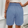 thumbnail image 7 of Cagogo Women's High Waisted Bermuda Shorts with Pockets Casual Regular Fit Solid Summer Beach Party Trousers Stretch Lounge Work, Light Blue L, 7 of 7