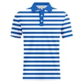 thumbnail image 4 of Mens Polos Short Sleeve Knit Stripe Shirt Casual Summer Top Fit Tee Business Leisure Clothes, 4 of 6