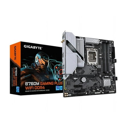 GIGABYTE B760M GAMING PLUS WIFI DDR4 LGA 1700 Intel B760 M-ATX Motherboard with DDR4, 2* M.2, PCIe 4.0, Front USB 3.2 Gen 1 Type-C, WiFi 6 GbE LAN, Q-Flash Plus, PCIe EZ-Latch