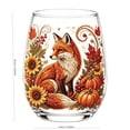 thumbnail image 3 of Fall Embroidery Print Stemless Wine Glass, Pumpkin and Fox Harvest Drinking Cup, Thanksgiving Tabletop Decor and Party Drinkware, 1 Pc, 3 of 7