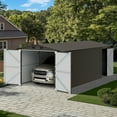 thumbnail image 1 of Sunjoy 10 ft. x 20 ft. Outdoor Storage Shed, Carport, Tan, 1 of 11