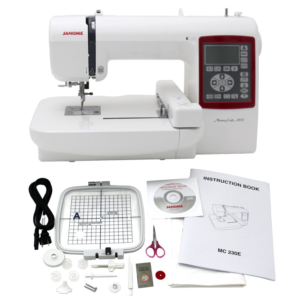 Janome Memory Craft 230E Embroidery Machine With Exclusive Bonus Bundle