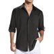 thumbnail image 1 of Camisas Para Hombre Camisa de manga larga de solapa con hebilla de bolsillo de temperamento adelgazante de algodón para hombre (Black, XXL), 1 of 4