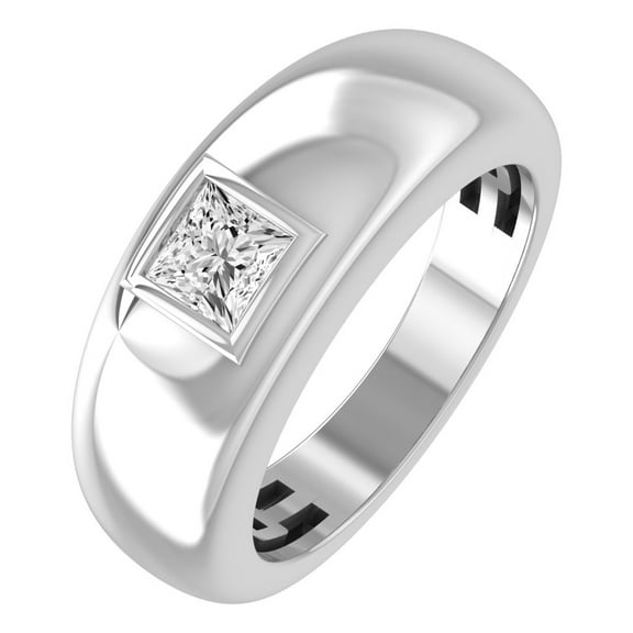 ARAIYA FINE JEWELRY 10K White Gold Lab Grown Diamond Solitaire Band Ring (1/2 cttw, D-F Color, VS1 Clarity) Size 5