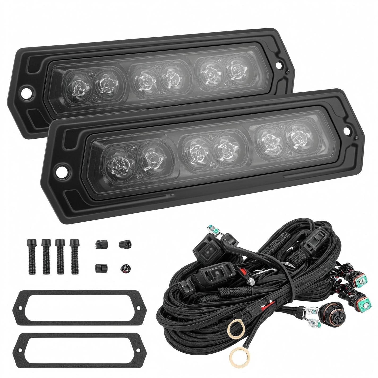 2PCS 6 Inch 120W Flush Mount LED Pods with Wiring Harness Kit Spot Beam Bumper Lights