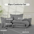 thumbnail image 4 of Lux Decor Collection 10 Piece Bedding Comforter Set King Size - Luxury Soft Bed in a Bag, Grey, 4 of 7