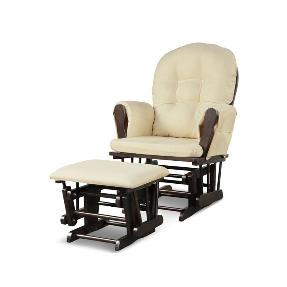 Finihen Glider and Ottoman Cushion Set, Wooden Rocking Nursery Chair with Cushioned Armrests Detachable Cushion, Upholstered Glider with Nursing Ottoman, for Napping, Nursing, Reading, Beige Finihen Glider and Ottoman Cushion Set, Wooden Rocking Nursery Chair with Cushioned Armrests Detachable Cushion, Upholstered Glider with Nursing Ottoman, for Napping, Nursing, Reading, Beige