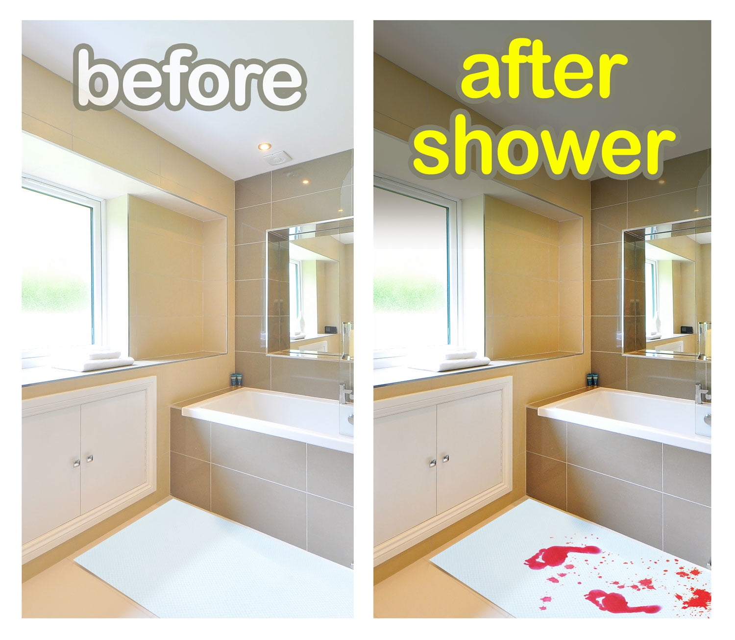 Bloody Bath Mat Set Color Changing Fabric Really Turns Red When