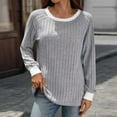 thumbnail image 6 of cocolona Sweaters for Women Long Sleeve Crew Neck Shirts Fall Fashion Color Block Pullover Tops Lightweight Casual Blouses, 6 of 6