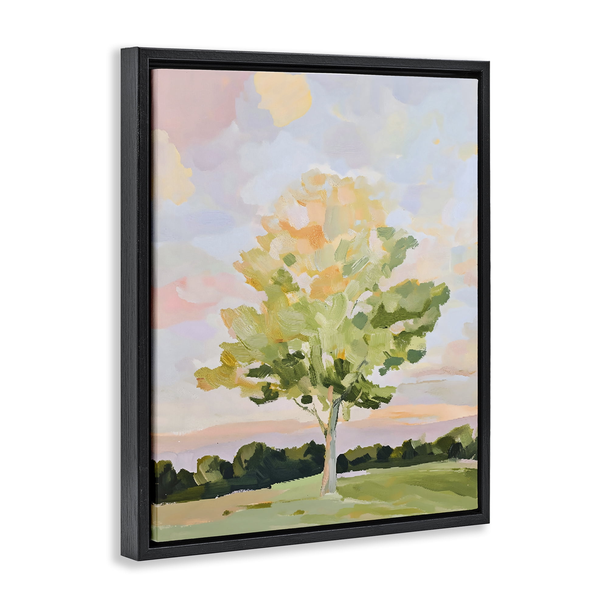 Stupell Industries Sunlit Tree Landscape Impression Black Framed Floater Canvas Wall Art, design by The Prints Vibe