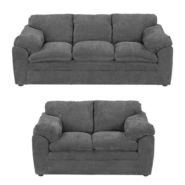 Sala 3-2 TRINITY Aston 2 piezas ( Sofá, Love Seat ) Gris Tormenta Para Sala