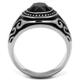 thumbnail image 3 of High polished (no plating) Stainless Steel Ring with Top Grade Crystal in Jet for Women Celtic Theme Jet Stone Color Style TK2231 Size 8, 3 of 4
