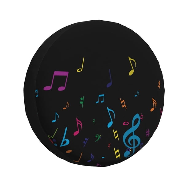Fotbe Color Musical Notes Funda de Llanta de Repuesto con Estampado, Engrosada, Ajuste Universal para Jeep, Remolque, RV, SUV, Camión-15 inch