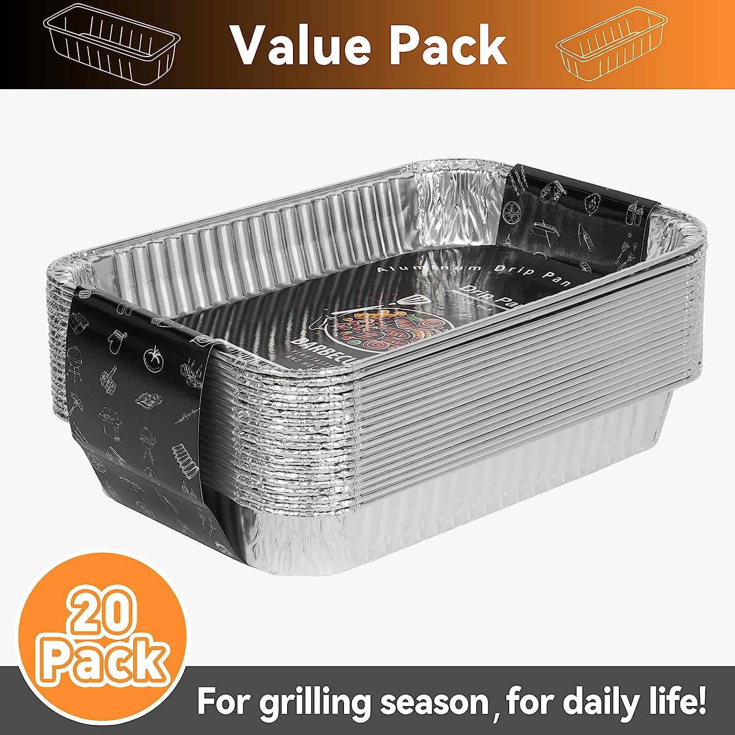 7.5 in x 5 in Foil Drip Pans w/ Plastic Covers 30-Pack Weber Grill Com –  Grillvana®