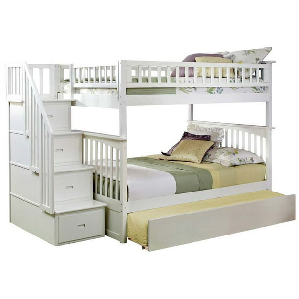 Leo & Lacey Full Over Full Staircase Trundle Bunk Bed