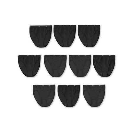 

Hanes Womens Breathable Cotton All Black Hi-Cuts 10-Pack 9 Assorted