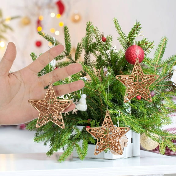 OFFIGAM 18-Piece Lightweight Plastic Five-Pointed Star Hanging Decorations for Rustic Indoor Wall and Home Decor