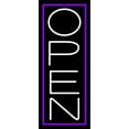 thumbnail image 1 of Purple Border With White Vertical Open LED Neon Sign 15 x 6 - inches, Black Square Cut Acrylic Backing, with Dimmer - Bright and Premium built indoor LED Neon Sign for storefront., 1 of 7