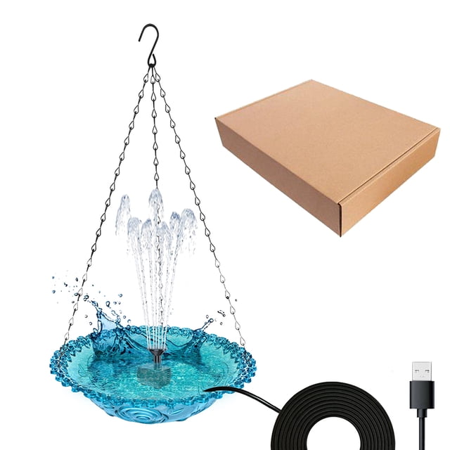Methold Fuente flotante para jardín con construcción avanzada de ABS y metal para una bañera de exterior duradera. Suministros de alimentación y agua para mascotas azul
