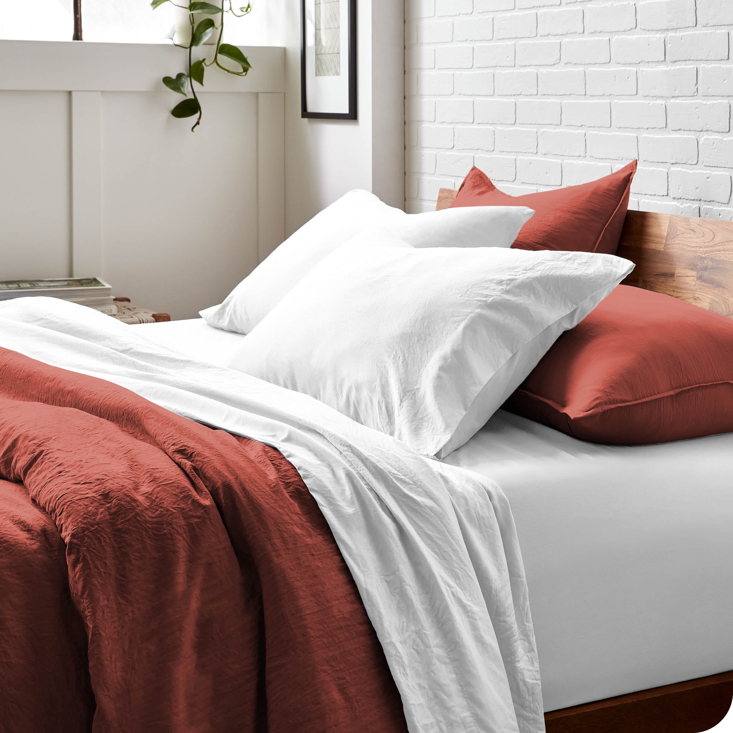 Bare Home Sandwash Microfiber Duvet Cover & Sham Set, Twin/Twin XL, Rosewood, 2-Pieces