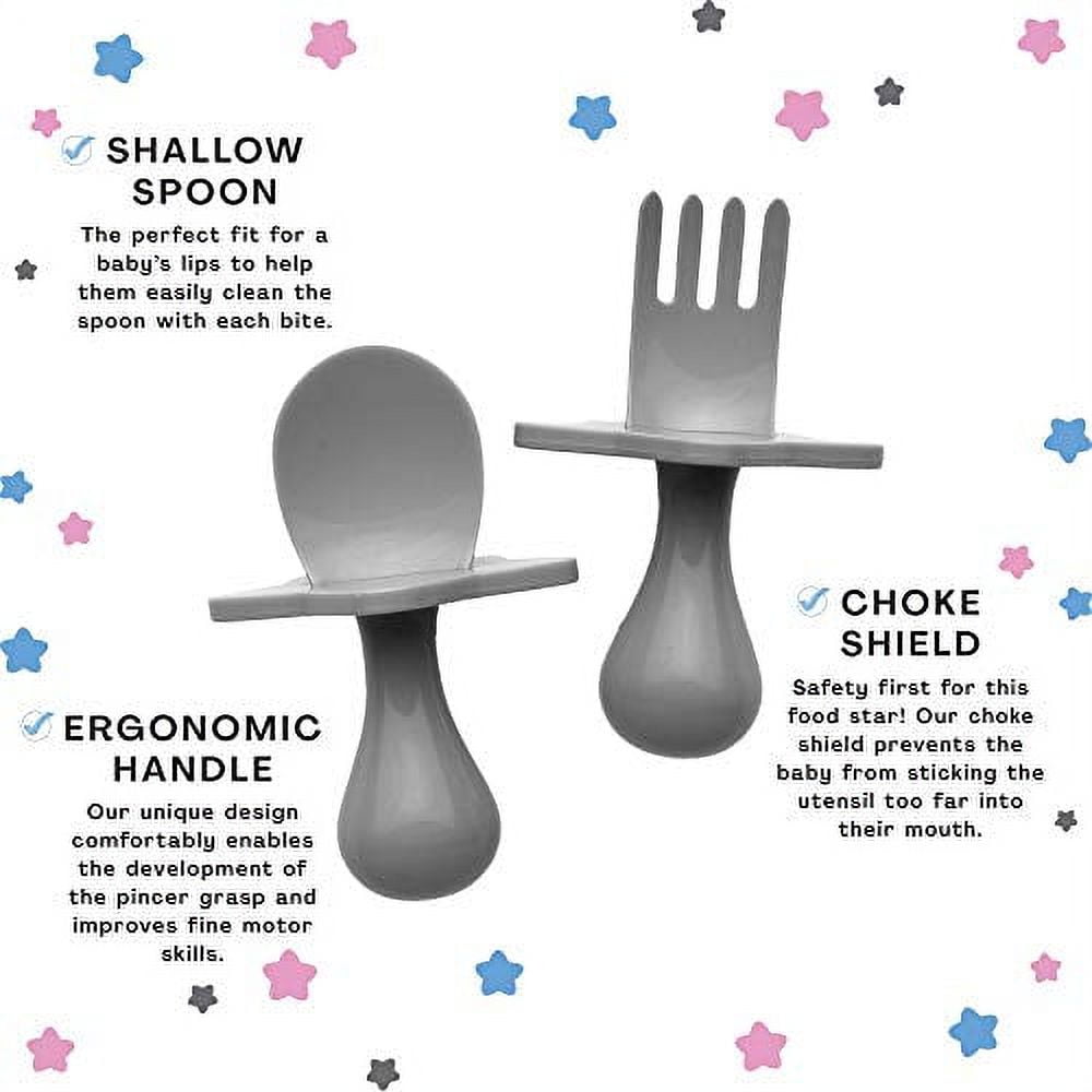 Nooli First Self-Feeding Utensils: USA-Made, BPA-Free Spoon & Fork Set for  Babies & Toddlers Ages 6+ Months, Anti-Choke Shield, Easy-Grip Handles for  Baby-Led Weaning and Independent Eating (Red) 